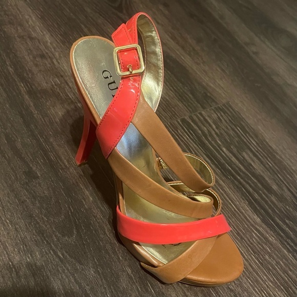 Guess Summer Love Heels Brown and Coral Heels - Picture 11 of 13